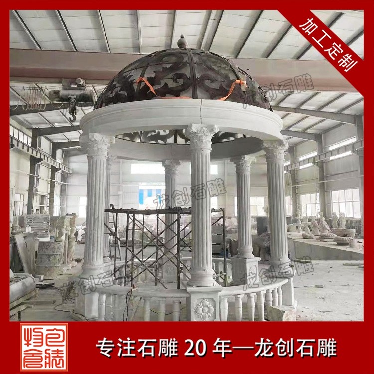 仿古花崗巖石雕涼亭，六角八角可選，用于私家園林、廟宇景區、新農村景觀建造