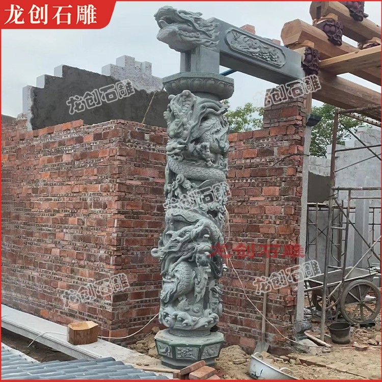 宗祠配套石雕龍柱：傳統(tǒng)紋樣與石材工藝的融合